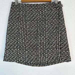 Banana Republic Faux Wrap Tweed Mini Skirt Womens 6 Preppy Woven Plaid